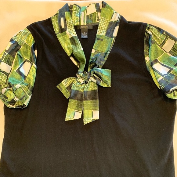 Black Style & Co silk blend knit top - Picture 1 of 3